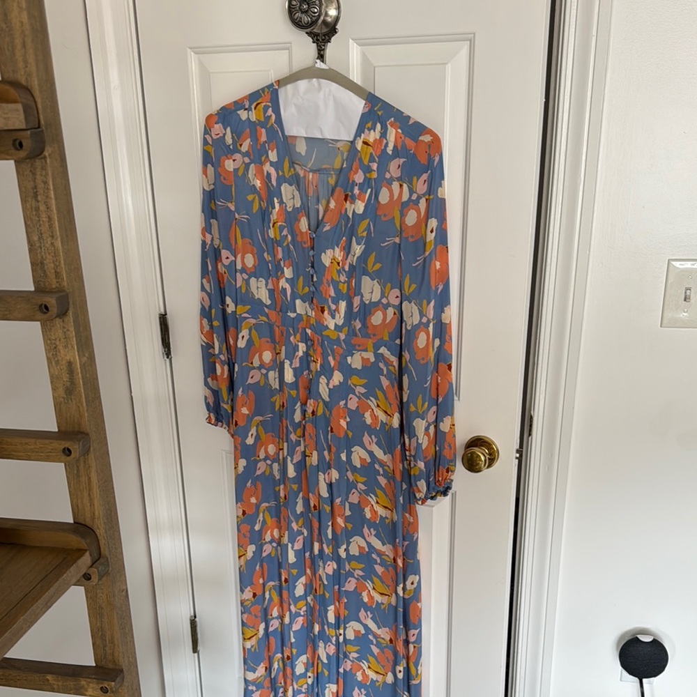Shoshanna Orange Long Sleeve Sundress with Bishop Sleeves for Wedding Guest